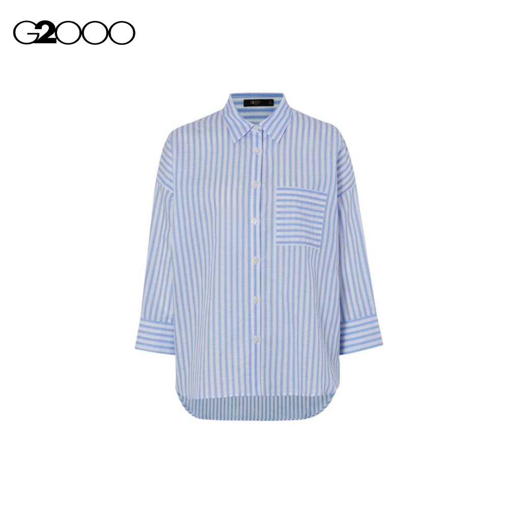 G2000 Women Ocean Oversized Fit Linen Stripe Shirt